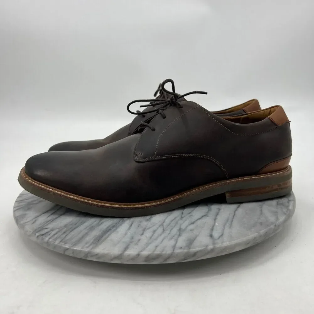 Florsheim Mens 12 Shoe Brown Leather Highland Plain Toe Oxford‎ Preppy Dress